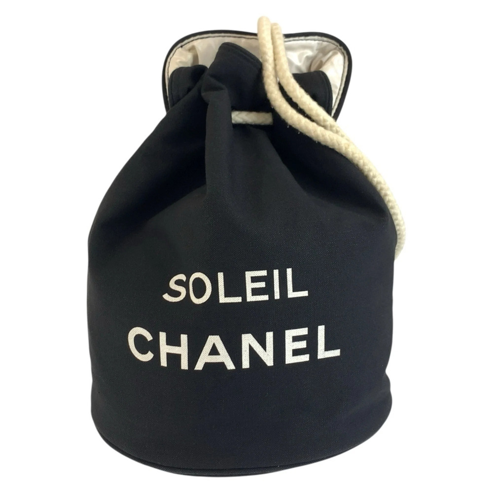 Chanel Shoulder Bag, Pool Black, White, Canvas, Vinyl, Women's, CHANEL